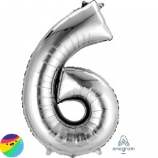 Folija balon - Številka 6 Srebrne barve Folija balon - Številka 6 Srebrne barve